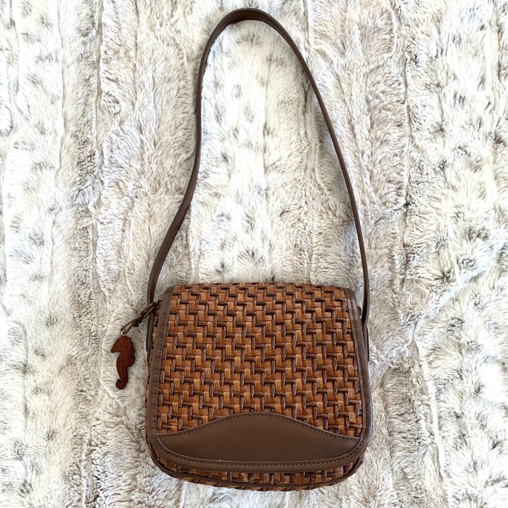 Vintage Woven Straw Rattan Raffia Mini Flap Shoulder Bag